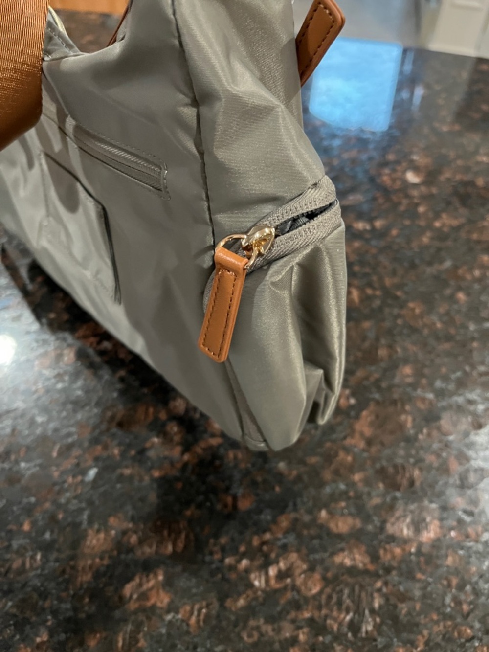 Nordace Gray Crossbody with Brown Trim NWT - Picture 2 of 8